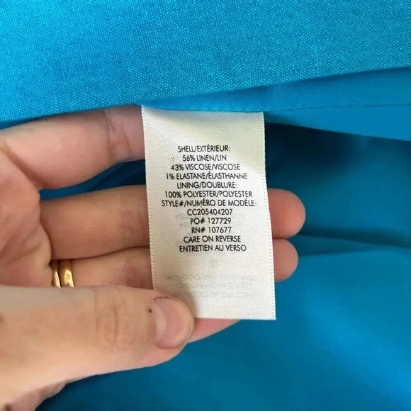 Alice + Olivia Pailey Fitted Notch Collar Blazer - Ocean Blue Linen - Size 0 - Picture 10 of 14